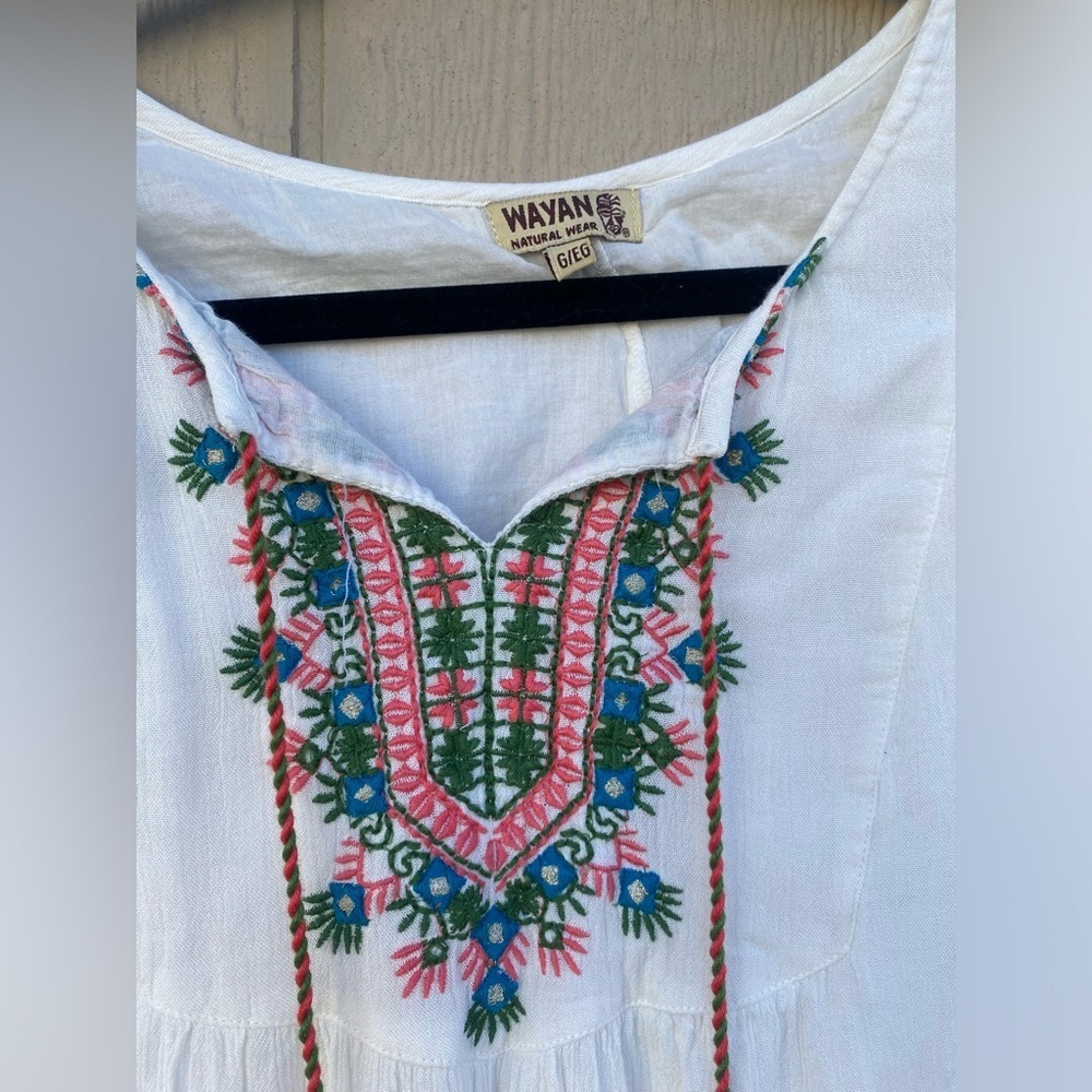 WAYAN Natural Wear Viscose Dress Embroidered Bohemian SIZE L - Picture 3 of 7